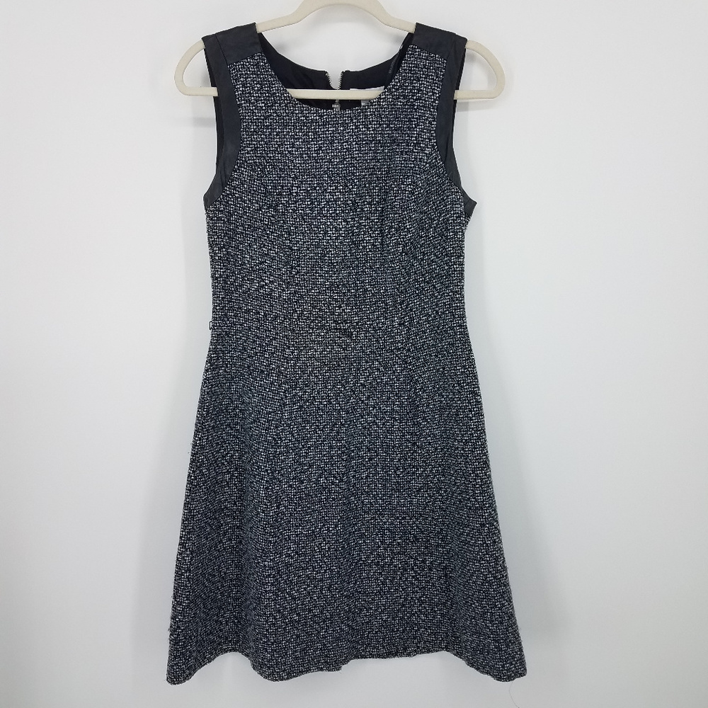 Liz Claiborne Tweed and Faux Leather Trim Dress